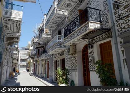 Famous town of Pyrgi on Chios, Greece
