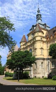 Famous Vajdahunyad castle with towers in Budapest, Hungary