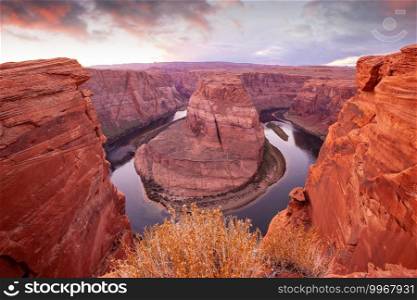 Famous viewpoint, Horse Shoe Bend in Page, Arizona, USA.