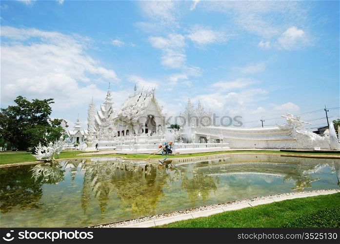 Famous white temple in Wat Rong Khun Chiang Rai province northern Thailand