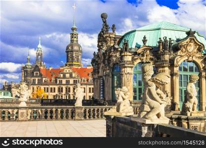 Famous Zwinger museum and Gallery in Dresden - one of the most magnificent Baroque buildings in Germany. . Zwinger museum and Gallery in Germany