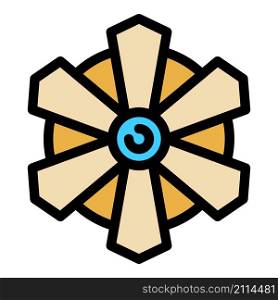 Fan top view icon. Outline fan top view vector icon color flat isolated. Fan top view icon color outline vector