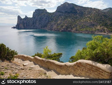 "Fanciful bay of "Novyj Svit" reserve (Crimea, Ukraine - descent from "Kapchik" cape and "Rhinoceros" cape behind)"