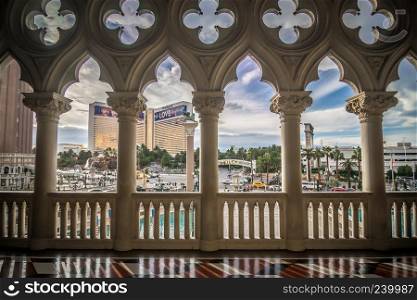 Fancy luxurious lobby balcony at venetian las vegas