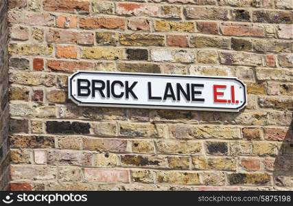 Fanous Brick Lane street sign, London, England