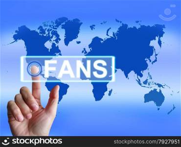 Fans Map Showing Worldwide or Internet Followers or Admirers