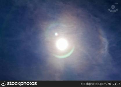 fantastic beautiful sun halo phenomenon in thailand at afternoon