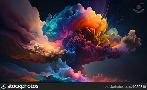 Fantastic clolored night clouds, generative ai