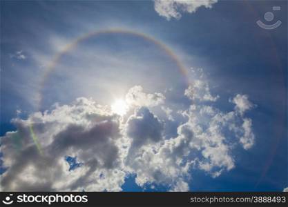 Fantastic Halo rainbow in the sky. beautyful background