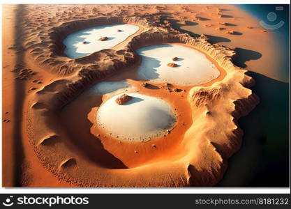 Fantastic mars landscape aerial top view. Concept of rough surface of red planet atmosphere. Finest generative AI.. Fantastic mars landscape aerial top view.