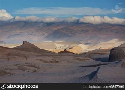 Fantastic Scenic landscapes of Northern Argentina. Beautiful inspiring natural landscapes. C&o de Piedra Pomez near Antofagasta de la Sierra, Puna.