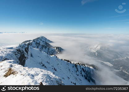 Fantastic snowshoe tour on the Hochgrat at the Nagelfluhkette in Allgau, Bavaria