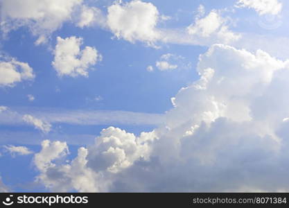 Fantastic soft white clouds against blue sky