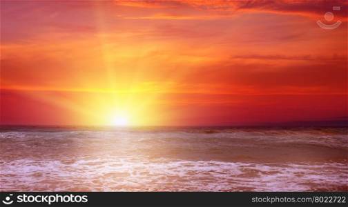 Fantastic sunrise on the ocean