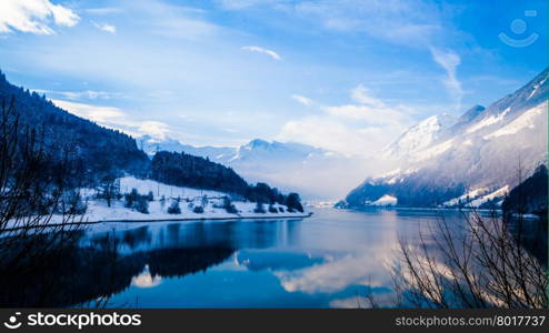 Fantastic winter landscape. Panoramic view of beautiful winter landscape. winter background