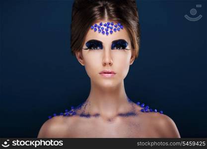 Fantasy. Artistic Woman with Fancy Creative Make-up. Glamour