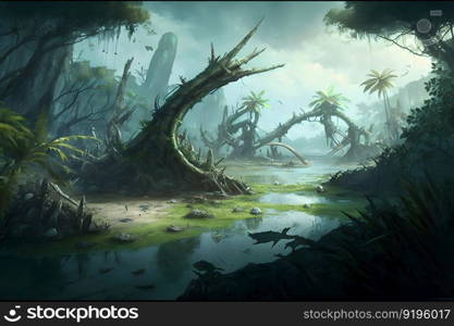 fantasy beautiful virtual landscape. Neural network AI generated art. fantasy beautiful virtual landscape. Neural network generated art