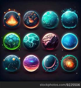 fantasy planet space galaxy ai generated. sun sky, world game, system icon fantasy planet space galaxy illustration. fantasy planet space galaxy ai generated