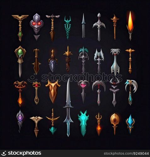 fantasy sword weapon game ai generated. armor military, medieval, blade battle fantasy sword weapon game illustration. fantasy sword weapon game ai generated