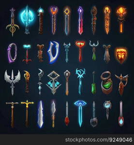 fantasy sword weapon game ai generated. armor military, medieval, blade battle fantasy sword weapon game illustration. fantasy sword weapon game ai generated
