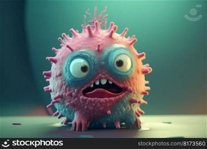 Fantasy virus character with sad face. Cute bacteria. Generate Ai. Fantasy virus character with sad face. Generate Ai