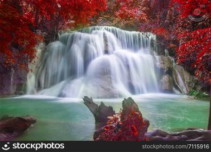 Fantasy waterfall and green forest Resting Place and relax time