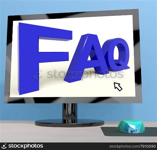 Faq On Computer Screen Shows Online Help. Faq On Computer Screen Showing Online Help