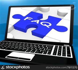 . FAQ Puzzle On Notebook Showing Online Support And Website Assistance