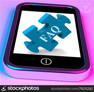 . FAQ Smartphone Showing Frequently Asked Questions And Answers