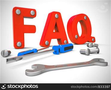Faq symbol icon means answering questions to help support users or staff. A help desk or hotline for answering queries - 3d illustration