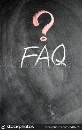 FAQ written with chalk on blackboard