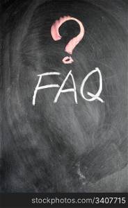 FAQ written with chalk on blackboard