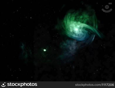 Far being shone nebula and star field against space. Elements of this image furnished by NASA . 3D rendering.. Far being shone nebula and star field. 3D rendering