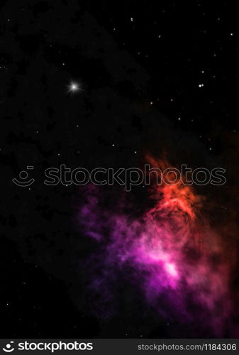 "Far being shone nebula and star field against space. "Elements of this image furnished by NASA". 3D rendering.. Being shone nebula and star field. 3D rendering"