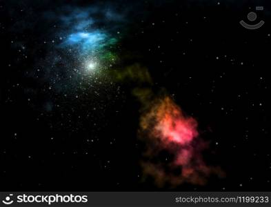"Far being shone nebula and star field against space. "Elements of this image furnished by NASA". 3D rendering.. Being shone nebula and star field. 3D rendering"