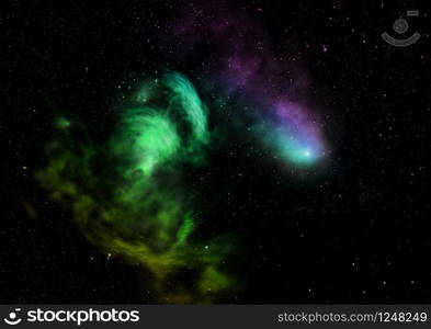 "Far being shone nebula and star field against space. "Elements of this image furnished by NASA".. Being shone and star field against space."