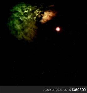 Far being shone nebula and star field against space. Elements of this image furnished by NASA .. Being shone nebula