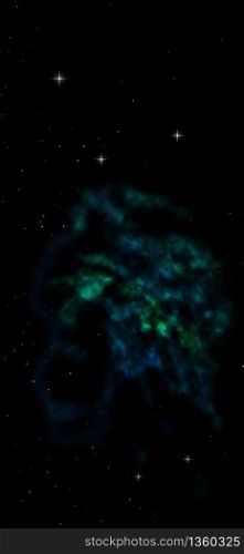 Far being shone nebula and star field against space. Elements of this image furnished by NASA . 3D rendering.. Being shone nebula. 3D rendering