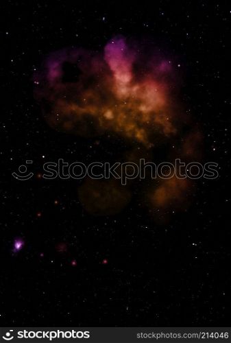 Far being shone nebula and star field against space. "Elements of this image furnished by NASA". 3D rendering.. Being shone nebula. 3D rendering