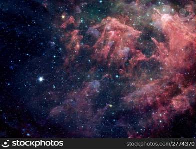 Far being shone nebula and star field against space