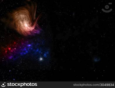 Far being shone nebula and star field against space. Elements of this image furnished by NASA . 3D rendering.. Being shone nebula. 3D rendering
