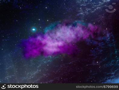 "Far being shone nebula and star field against space. "Elements of this image furnished by NASA"."
