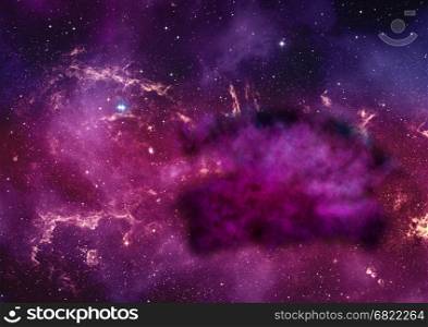 "Far being shone nebula and star field against space. "Elements of this image furnished by NASA"."