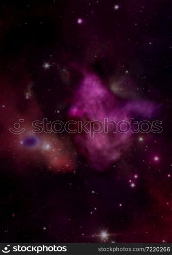 Far being shone nebula and star field against space. Elements of this image furnished by NASA.. Being shone nebula