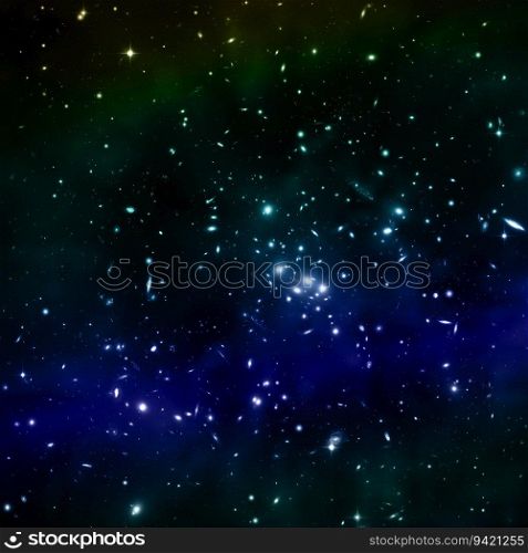 Far being shone nebula and star field against space. Elements of this image furnished by NASA . 3D rendering.. Being shone nebula and star field. 3D rendering