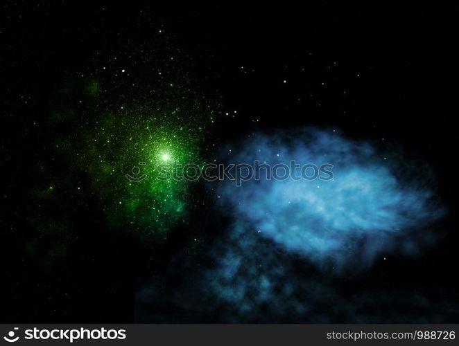 Far being shone nebula and star field against space. Elements of this image furnished by NASA. 3D rendering.. Far being shone nebula and star field. 3D rendering