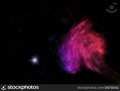 Far being shone nebula and star field against space. Elements of this image furnished by NASA .. Being shone nebula and star field against space.