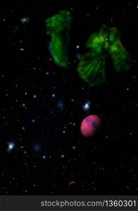 Far-out planets in a space against stars and nebula. Elements of this image furnished by NASA .. Far-out planets in a space.
