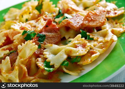 Farfalle allamatriciana.traditional Italian pasta sauce