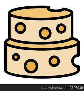 Farm cheese icon. Outline farm cheese vector icon color flat isolated. Farm cheese icon color outline vector